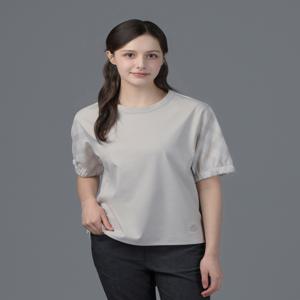 [닥스 골프 여성] [[25SS]] DNTS5B901G1 [ONLINE EXCLUSIVE] 여성 그레이 체크 배색 반팔 티셔츠