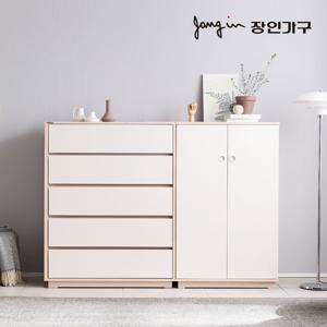 장인가구 크라운 빅 서랍장 옷장 세트C 1000서랍장+낮은옷장