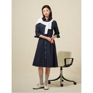 [25SS]폴리 혼방 7부 소매 셔츠 원피스  네이비 (BF5271C02R)