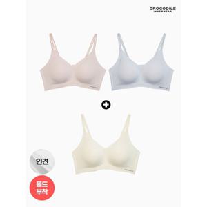 [하프클럽/크로커다일 이너웨어]25SS 라이크라 인견쉘론 몰드부착 더블스트랩 감탄브라 2+1종 택1