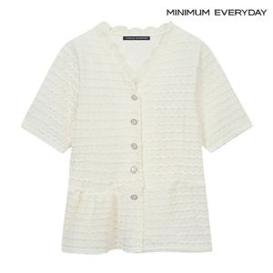 정상가:49,000원 ㅣ [미니멈 에브리데이]레이스 브이넥 셔링 블라우스 (EB2BA017D)