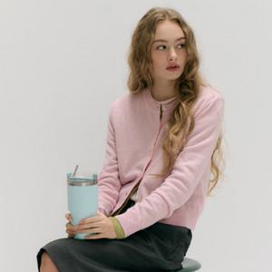 던스트 ESSENTIAL CREWNECK KNIT CARDIGAN LIGHT PINK_UDSW5A209P1