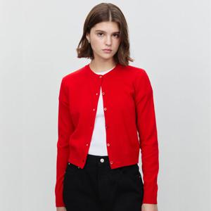 [한예슬 착용]던스트 ESSENTIAL CREWNECK KNIT CARDIGAN RED_UDSW5A209R2