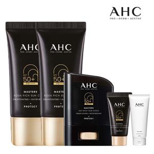 마스터즈 아쿠아리치 선크림 듀오세트+에어리치 선스틱 14g+ (GIFT)선크림 10ml & 클렌징폼 30ml
