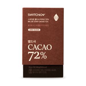 벨드샤 카카오 72% 6g x 1박스(18개입) 무설탕 다크 초콜릿 저칼로리 저당 간식