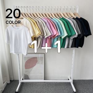 [브리치]  /  1 + 1상품  여성 베이직 세미 크롭 5부 무지 반팔티/ 20color