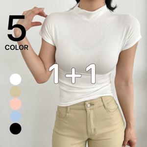 [브리치]  /  1 + 1상품  골지 캡소매티 시스루 목티 쫄티 실켓 티셔츠/ 5color