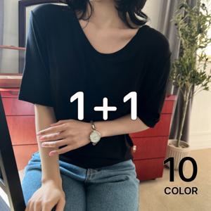 [브리치]  /  1 + 1상품  브이넥 모달반팔티 레이온 티셔츠/ 10color