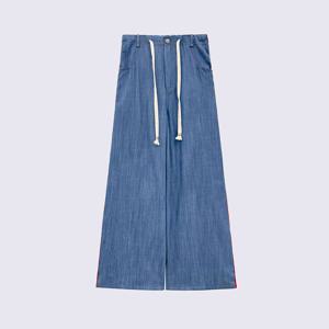 [최초가 269,000원] 테잎 배색 스트링 데님 팬츠 BLUE