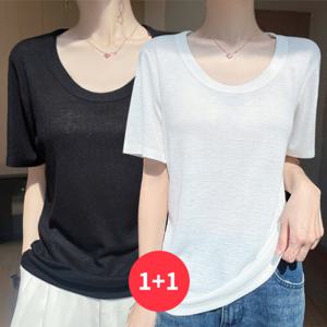 [브리치] 나바바 / NT2628 여성 1+1 얇은 시원한 반팔 티셔츠