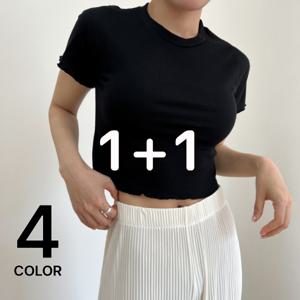 [브리치]  /  1 + 1상품  레이온 골지 날라리 물결 크롭반팔티/ 4color
