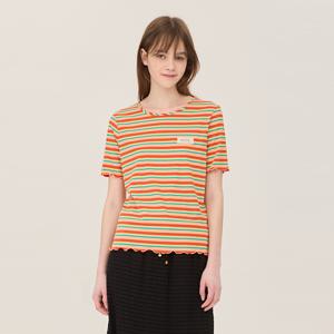 [Online Exclusive] 컬러 스트라이프 골지 티셔츠_BATSE4531OR