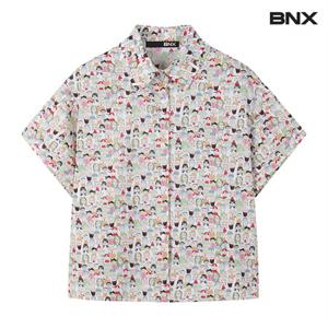 정상가:99,000원 | 유니크 페이스 카라넥 코튼 반팔 셔츠 (BW2BL034L0)