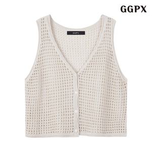 정상가:59,000원 | 망사 베이직 버튼업 시스루 니트 베스트 (GOBVW005D)