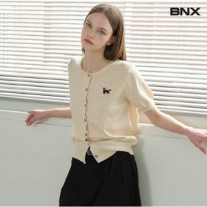 정상가:59,000원 ㅣ 데일리 라운드넥 자수 포인트 반팔 가디건 (BX2CD006L0)