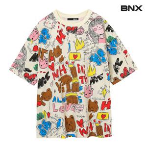 정상가:79,000원 ㅣ 그래피티 드로잉 유니크 티셔츠 (BX2TS005L0)
