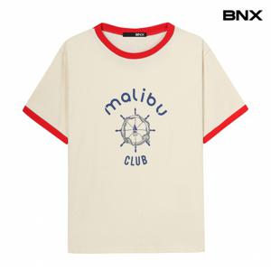 정상가:39,000원 ㅣ 배색 라운드 레터링 티셔츠 (BX2TS028L0)