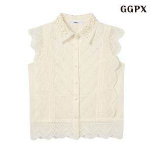 정상가:69,000원 ㅣ 레이스 펀칭 민소매 프릴 블라우스 (GPBBA038D)