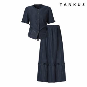 정상가:89,000원 ㅣ 셔링 블라우스 스커트 셋업 (TX2OP050L0)