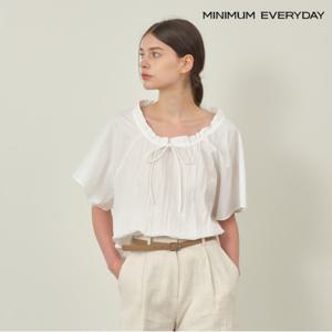 정상가:69,000원 ㅣ [미니멈 에브리데이]코튼 루즈핏 나그랑 스트링 반팔 블라우스 (EB2BA051D)