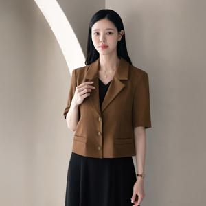 (~XXL까지) 레일 테일러드 카라 크롭 자켓 여름 더블버튼 정장 하객룩 오피스룩 데이트 모임 미시 빅사이즈