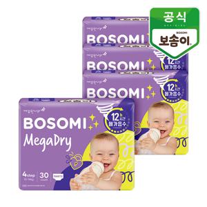보솜이 메가드라이 남녀공용 팬티형 기저귀 대형 30개입 4개