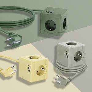 에코너 큐브멀티탭 MT02 C타입 USB 고용량 고전력 접지 3구 디자인 멀티 콘센트