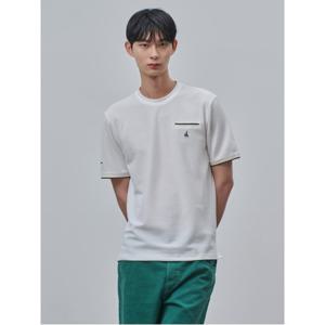 허니콤 피케 포켓티핑 라운드넥 티셔츠  화이트 (BC4442C401)