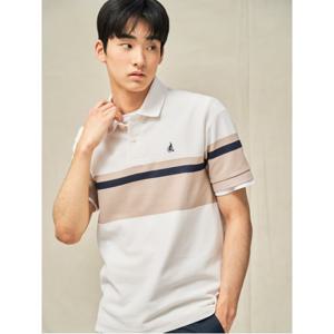 컬러블럭 칼라넥 반소매 티셔츠 - 아이보리 (BC5342C130)