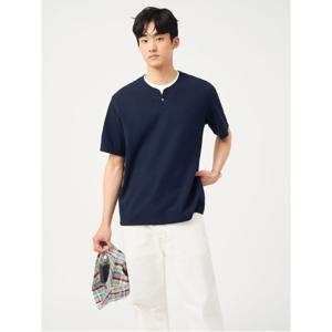 레이어드 라운드 반소매 티셔츠  네이비 (BC5342C11R)