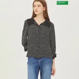 배색 도트 블라우스 BABL11311