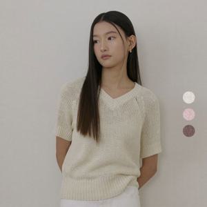 [롯데백화점]여성 루즈핏 브이넥 반팔 니트 EPF2ER2700