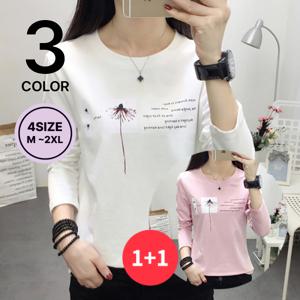 [브리치] 나바바 /  1 + 1상품  플라워 프린팅 여성 긴팔 티셔츠/ 3컬러/ 4사이즈
