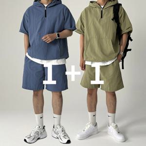 [브리치] 오엔엘 / 1 + 1 후드 반팔 아노락 트레이닝 복 세트