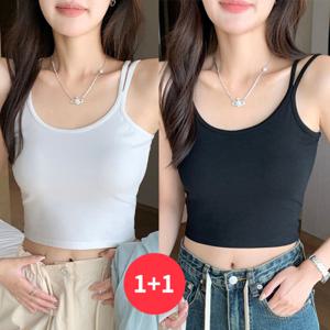 [브리치]  / NT2670 여성 1+1 브라캡 더블 스트랩 크롭 나시탑