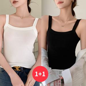 [브리치]  / NT2671 여성 1 + 1 골지 슬림핏 스퀘어넥 나시탑
