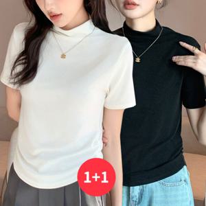 [브리치]  / NT2669 여성 1+1 심플 데일리 반폴라 반팔티