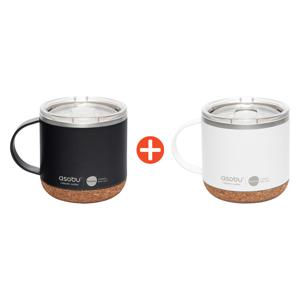 아소부 세라믹 스텐 진공 보온보냉 인피니트 머그 490ml 2P (블랙 + 화이트)