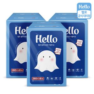 블루소프트 먼지없는 2겹 천연펄프 미용티슈 280매 6개입 3팩 (총18개)