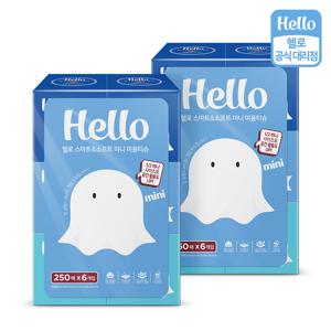스마트&소프트 2겹 천연펄프 미니 미용티슈 250매 6개입 2팩 (총12개)