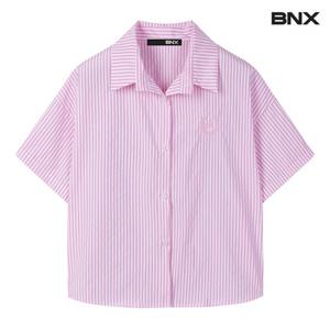 정상가:69,000원 | 세로 스트라이프 캐쥬얼 자수 반팔 셔츠 (BW2BL037L0)