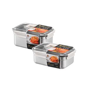 숨쉬는 스텐김치통 직사각 3L+3.8L