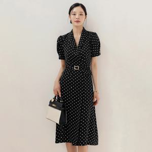 (~XXL까지) 라모르 숄 카라 도트 벨트 원피스 여름 패턴 하객룩 오피스룩 데이트 모임 미시 빅사이즈