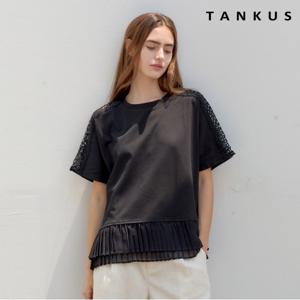 정상가:59,000원 ㅣ 펀칭 레이스 플리츠 트리밍 반팔 티셔츠 (TX2TS029L0)
