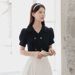 (~XL까지) 디제인 오픈칼라 투웨이 더블버튼 블라우스 여름 하객룩 오피스룩 데이트 모임 미시 빅사이즈
