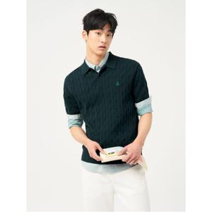 [빈폴솔솔니트] 케이블 칼라넥 니트  그린 (BC5451C40M)