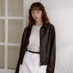 [최초가 : 129,000원]PU레더 크롭 래글런 블루종 [브라운]_LMOJK05F1BR
