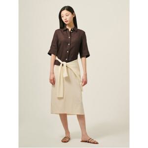 [25SS]리넨 반소매 셔츠  브라운 (BF5365C01D)