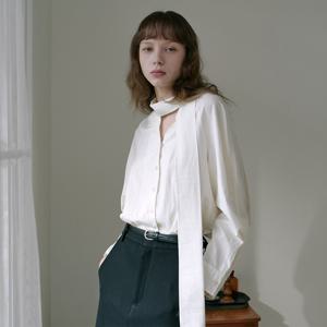 클래식 타이 블라우스 [아이보리]