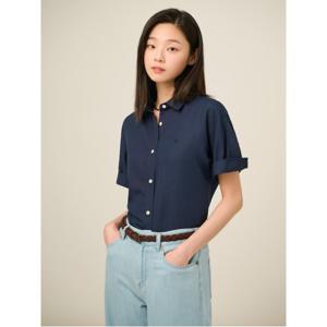 [25SS]리넨 혼방 돌먼 반소매 셔츠  네이비 (BF5465C08R)
